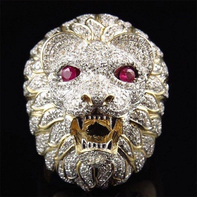 New Domineering Men's Ring Creative Lion Head Shape European and American