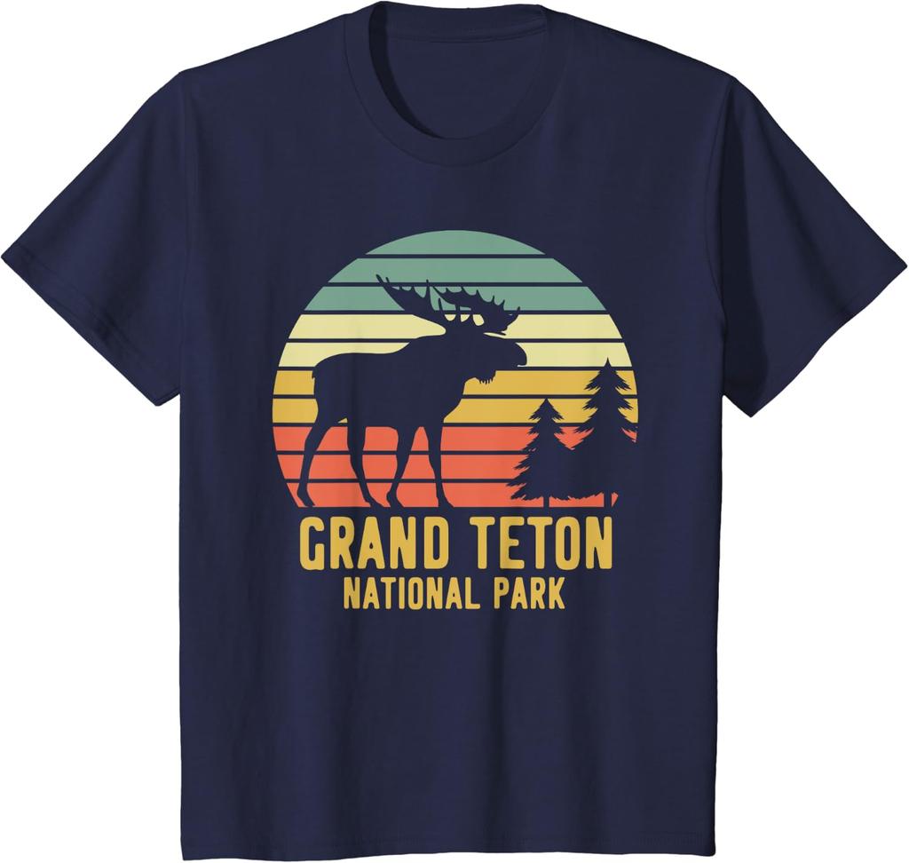 Grand Teton National Park Moose Vacation Travel Vintage Men T Shirt