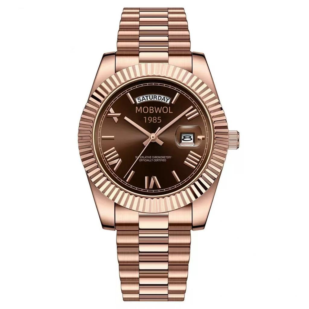 MOBWOL Men Quartz Watch Miyota Movement Calendar Week Waterproof Stainless Steel Band Luxury Business Fashion Male Wristwatch