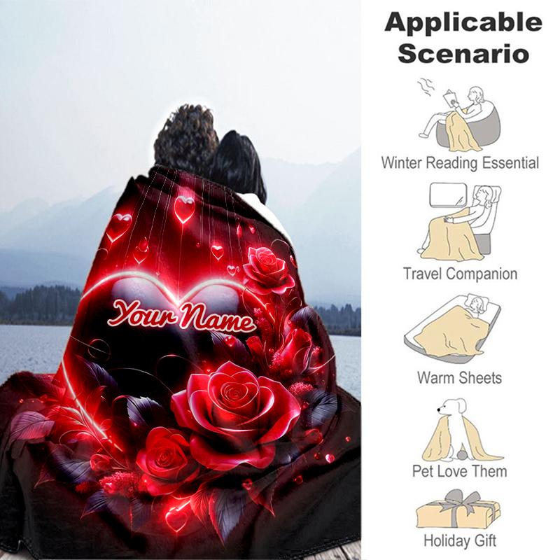 1PC Custom Name Love Romance Flannel blankets Patterns Throw Blanket All-Season Soft Gift for Couch, Bed, Camping gifts