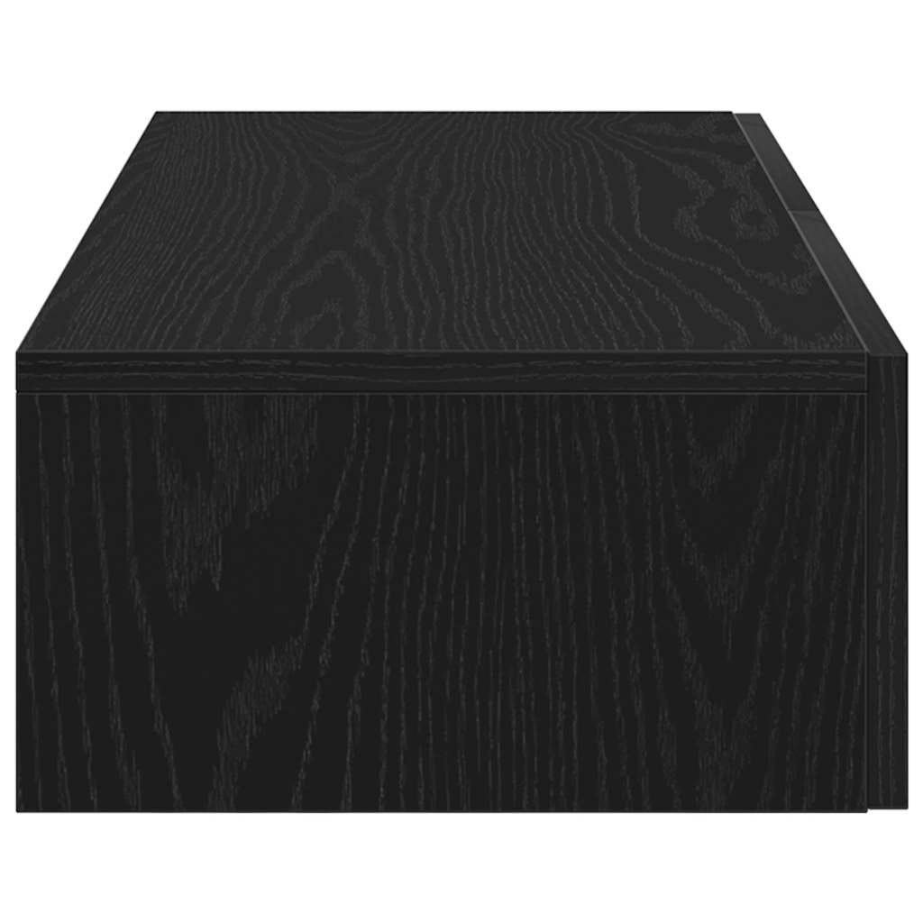 Wall Mounted Shelf with Drawers Black 80 X 33 X 17 Cm Particleboard