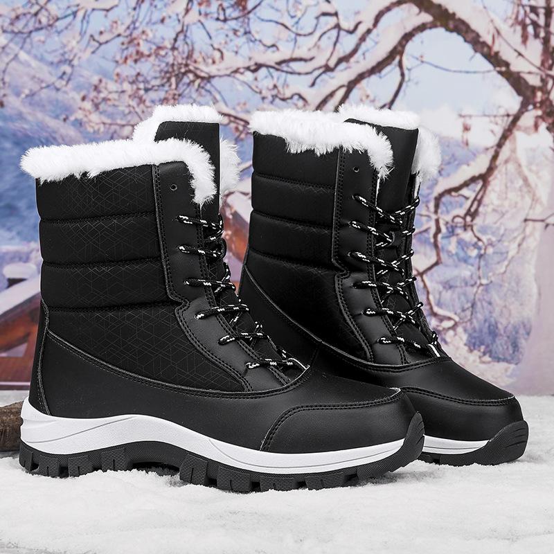 Women's High-Top Winter Snow Boots - Thickened, Velvet Warm, Mid-Tube, Large-Size Cotton Short Boots