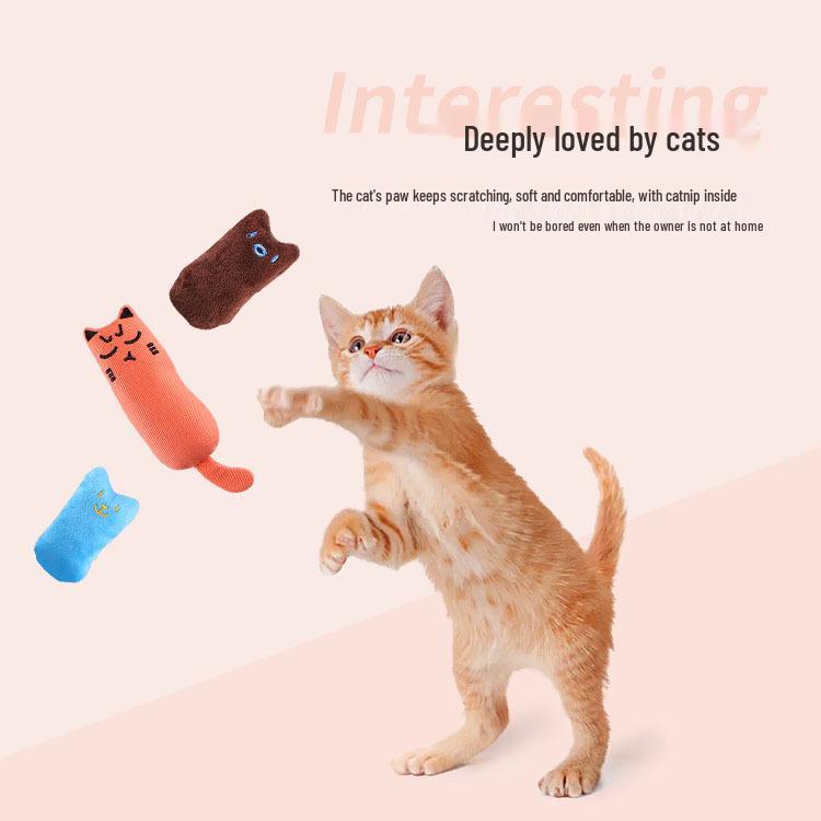 Pure Cotton Catnip Plush Teaser Stick - Cute Pet Self-Play Toy