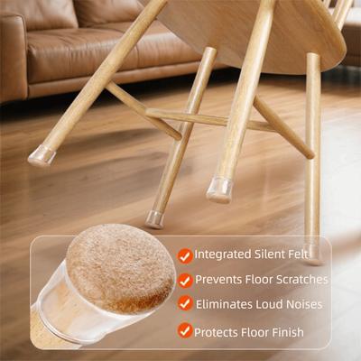 Silicone Material Silicone Chair Leg Protectors Felt Surface Flexible Design Furniture Leg Caps 8 Pieces Set 15-25° Slanted