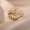 Pierścionek z obracającymi się koralikami ze złota 18k do łagodzenia lęku dla mężczyzn i kobiet - Fajny, prosty design