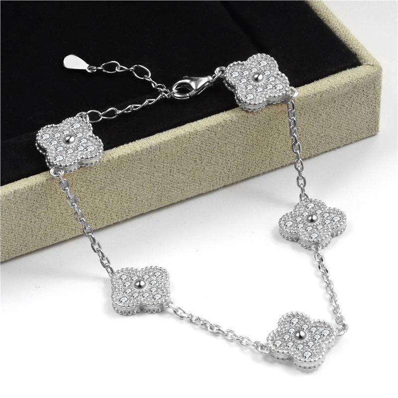 Bracciale Quadrifoglio Cinque Fiori Portafortuna per Uomo e Donna Oro 18K Agata Madreperla Seiko Bracciale di Alta Gamma