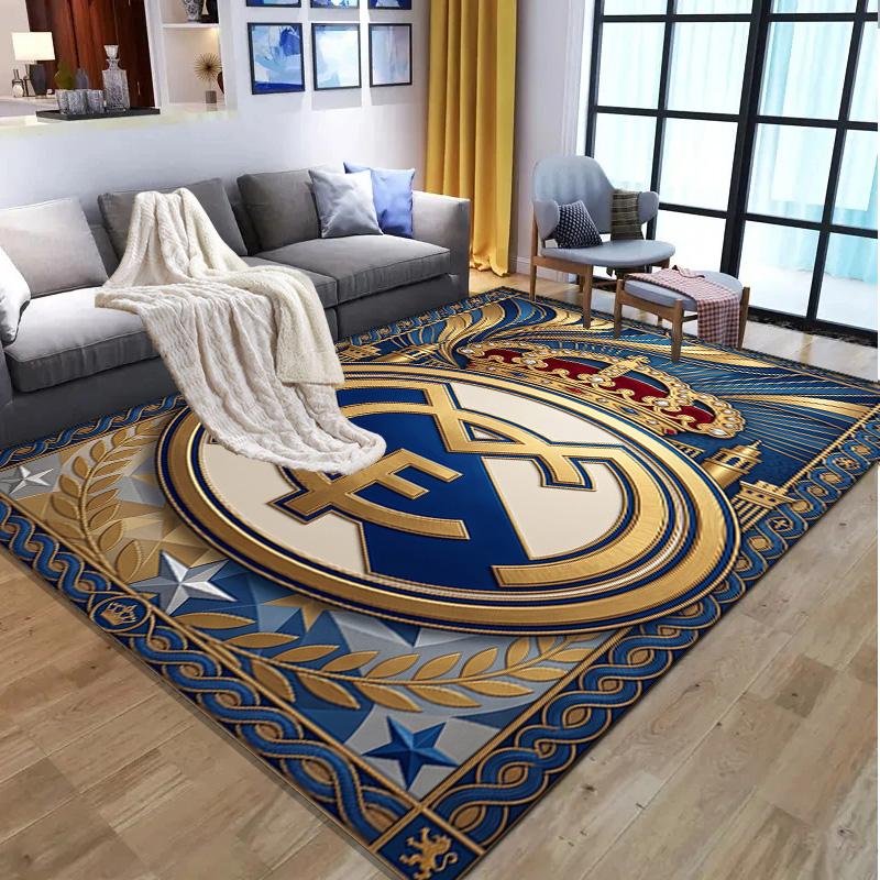 Real Madrid Football Pattern Rug, Indoor/Outdoor Mat, for Picnic, Gameroom, Bedroom, Office, Living Room, Home Decor Carpet, Birthday Gift