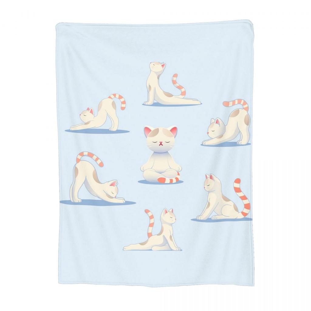 Cat Kitten Poses Lovely Yoga Blankets Soft Warm Flannel Throw Blanket Cover for Bed Living room Picnic Travel Home Couch