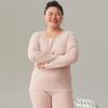 Cotton Thermal Underwear Thickened Plus Size Women's Suit Double-sided Brushed Bottoming Round Neck Winter