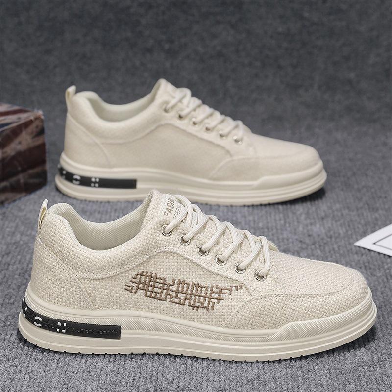 Youth Dexun flat-bottomed sports board shoes spring new linen surface breathable and comfortable daily versatile casual shoes