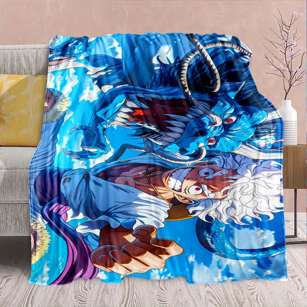 One Piece Anime Flannel Blanket - Soft Warm Perfect for Sofa, Bedding Camping Travel Office Home Decor -QJY