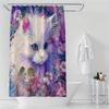 Whimsycat Water-Resistant Shower Curtain - Hand-Painted Colorful Cat, Animal Theme Bath Decor, Partially Lined, All-Season