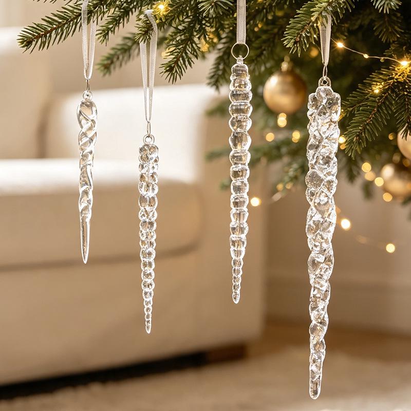 Christmas Icicle Ornaments: Creative Transparent Ice Stick Charms for Tree Decoration