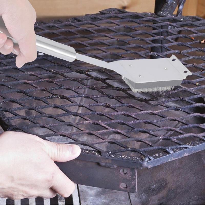 Grill Cleaner Brush And Scraper 2X Wire Brushes Cookout Tools Stainless Steel Scrubber And Scraper Garden Picnic BBQ Accessories