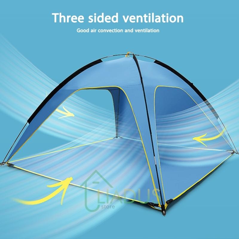 Outdoor Strandgras Camping Polyester Sonnenschutz Wasserdicht Dreiseitige Belüftung Zelt Tragbar Einfach Aufzubauen Campingausrüstung