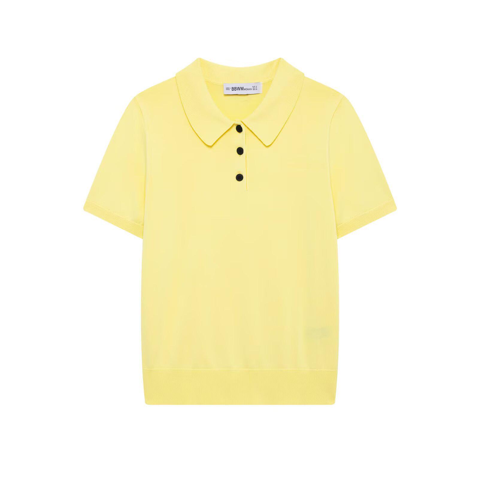 

Весна 2025 Женский трикотажный топ с коротким рукавом в европейском и американском стиле Small жёлтый