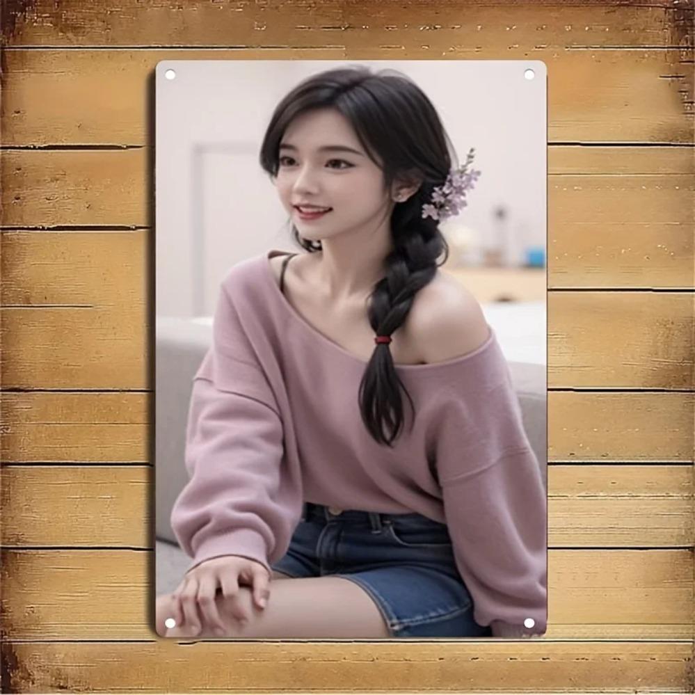 

Korean Metal Sign Kpop Wall Decor Female Idol Retro Tin Plate Home Bar Cafe Christmas Birthday Gift 20x30cm（7.8x11.8inch）