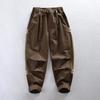 Japanischer Stil Cargohosen Herren Reine Baumwolle Elastischer Bund Lange Hosen Jugend Streetwear Baggy Herrenhosen Reine Baumwolle Freizeithosen