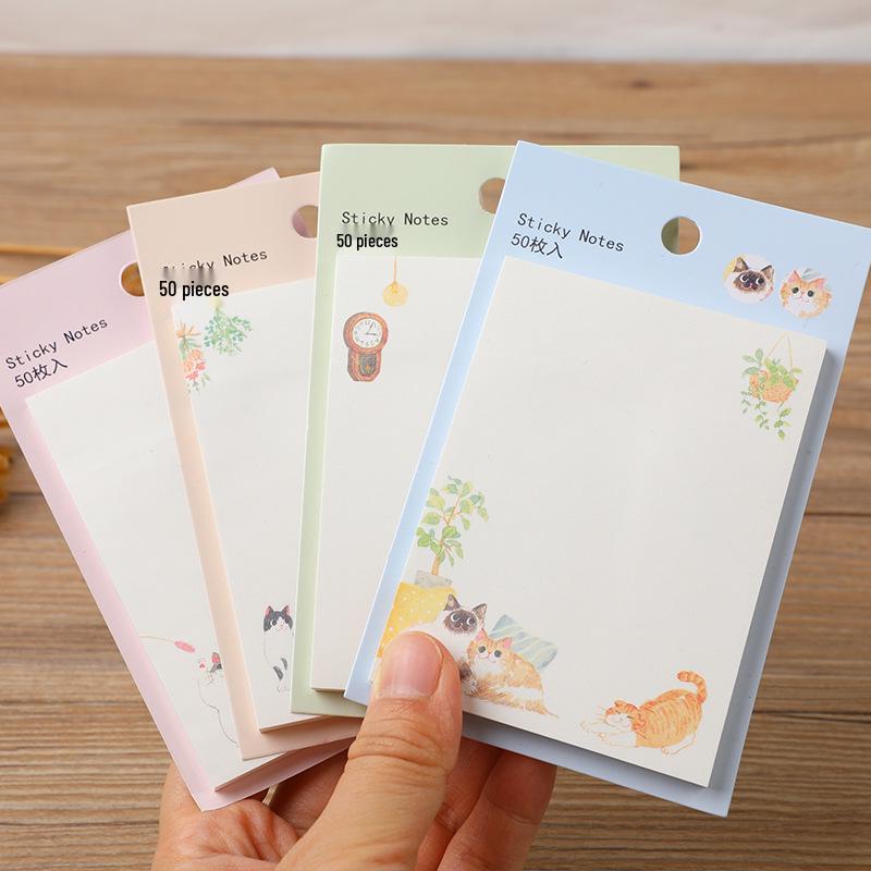 Creative Cartoon Cat Sticky Notes - Cute Memo Notepad for Messages and Diaries