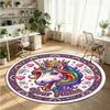 Wild Animals (392) Theme Round Crystal Velvet Rug Custom Name Text Personalized Floor Mat Home Decor Non Slip Crystal Carpet