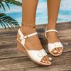Summer 2025 Korean Style Fashion Ladies Fishmouth Roman Sandals Casual Large Size Women's High Heel One-Strap Slip-On Shoes