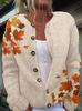3D Digital Print Faux Wool Cardigan Knit Jacket for Women