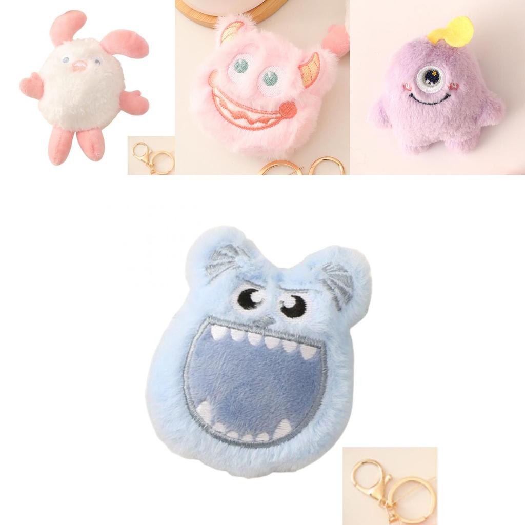 Adorable Cartoon Monster Plush Keyring One Eye Three Eyes And Clown Options Soft And Cuddly Great For Hanging On Bags 9cm X 9cm