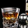 2Pcs Round Whiskey Stones Ball Shape Reusable Stainless Steel Ice Cubes Golf Ball Whiskey Stones Ball Metal Ice Gift Set