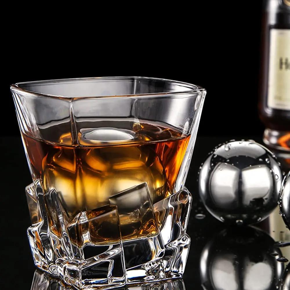 2Pcs Round Whiskey Stones Ball Shape Reusable Stainless Steel Ice Cubes Golf Ball Whiskey Stones Ball Metal Ice Gift Set
