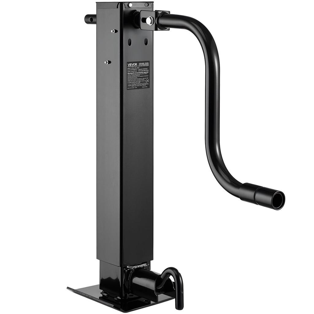 Heavy-Duty Trailer Jack, 5443 kg Load Capacity, Sidewind Square Direct Weld-on Trailer Jack with Handle Crank, Adjustable Drop Leg, 674 mm Travel for