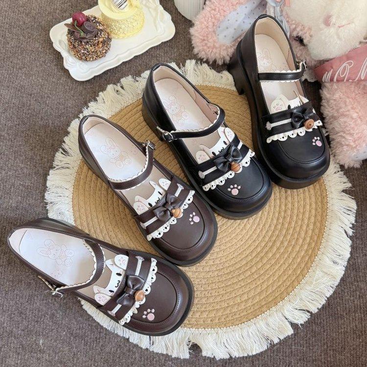 Kitten Beaded Sweet Cute Shoes Women's Autumn 2025 Explosion Japanese Flat-bottomed Sailor Suit Mary Jane Single Shoes
