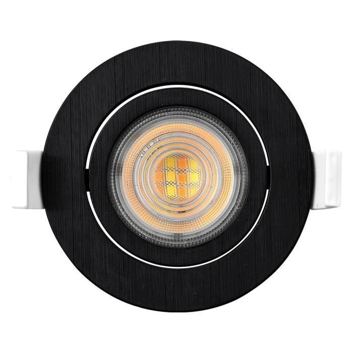 Spot LED encastrable 3-en-1 rond noir 7 W – IP20 – Ø 70 mm