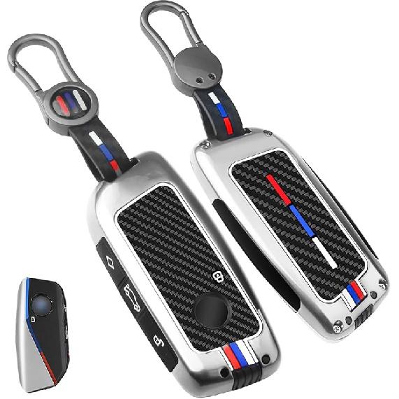 1Pcs Heavy Zinc Alloy Key Fob Cover For BMW -2025, Full Protection Remote Keychain With Carbon Fiber Pattern Compatible With BMW New 5/7 Series X1 X5
