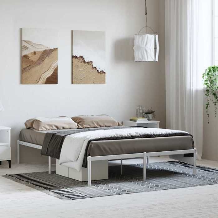 VidaXL Cadre de lit métal blanc 135x190 cm 350912