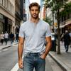 Men's Cotton Short Sleeve Henley Shirt Large Size Casual Pocket T-Shirt Lightweight Breathable Summer Top