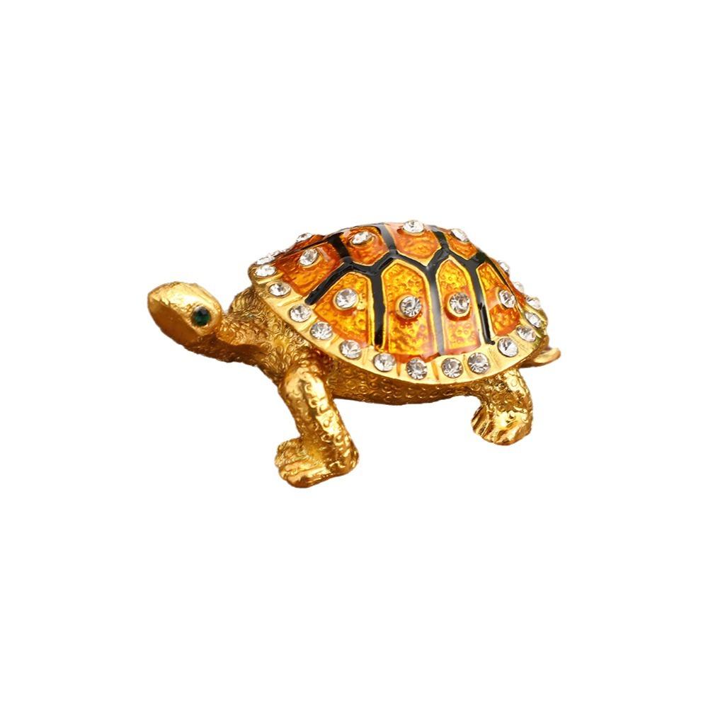

Retro Vintage Storage Case Decorative Metal Turtle Ornament Creative Turtle Jewelry Box for Women золотой