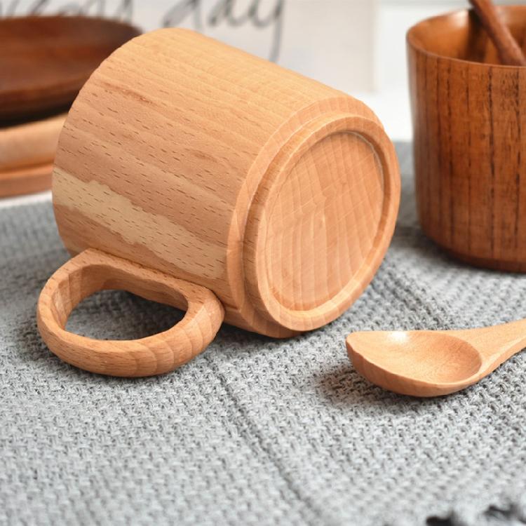 Wooden Mugs ECO Friendly Wood Drinking Cup with Handle for Coffee Tea Water Milk