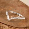 925 Sterling Silver Chevron Ring, Beaded V Shape Stacking Ring, Minimalist Wishbone Band, Dainty Stackable Silver Ring, Everyday Jewelry.