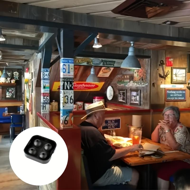 Large Sphere Ice Cube Mold 4-Grid Silicone Whiskey Ice Maker, Leak-Free Design, Easy Fill & Release, Perfect for Round Ice Balls