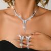 Cute and Sweet European and Sparkling Diamond tassel Butterfly Necklace Earrings