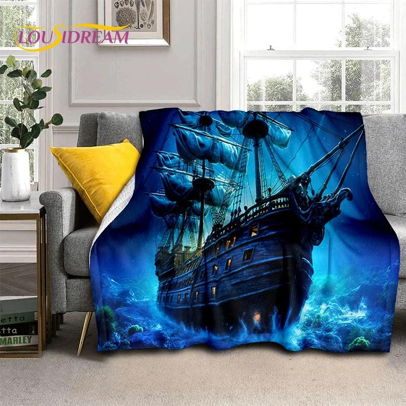 Ancient Pirate Ship Boat,Barque,Sailboa Soft Flannel Blanket,Throw Blanket Comfortable Blanket for Picnic Beds Sofa Home Bedroom