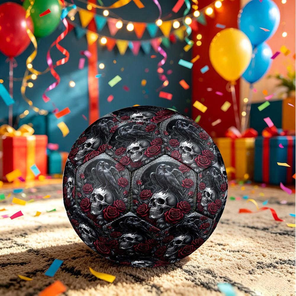 1pc Raven Skull Roses Size 5 Soccer Ball Professional Match Training Football Indoor &Outdoor Sports Ball Training Ball Lightweight Durable Y1