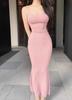 Show Figure, Waist Temperament, Hip Skirt, Suspender Dress, Summer Solid Color Tight Fishtail Dress