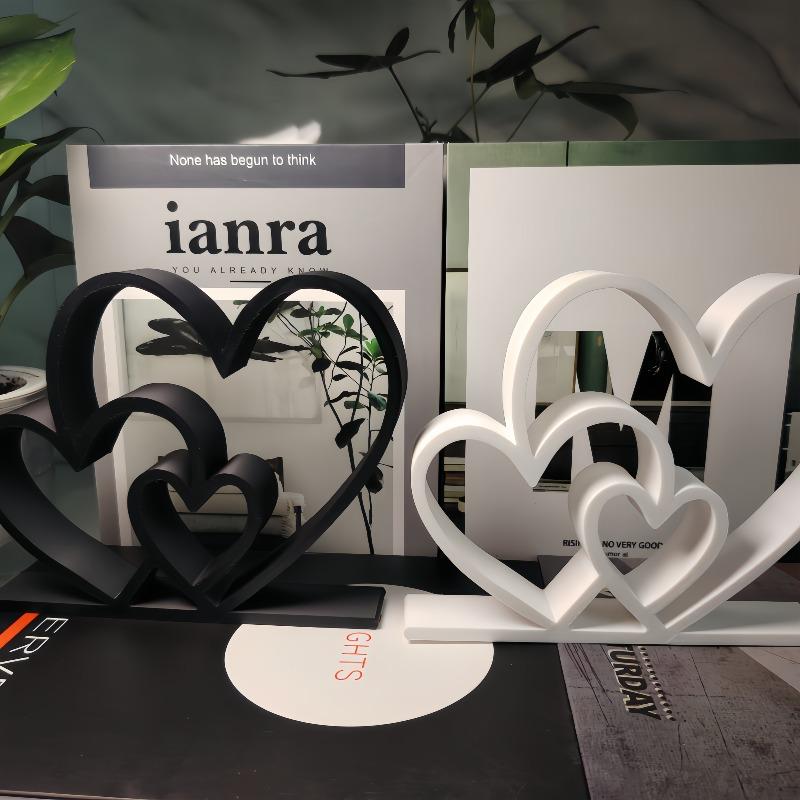 2pcs Romantic Couple Statues - Minimalist Heart-Shaped Matching Figures, Plastic Love Sculptures Suitable for Home Decor, Wedding, Anniversary Gifts