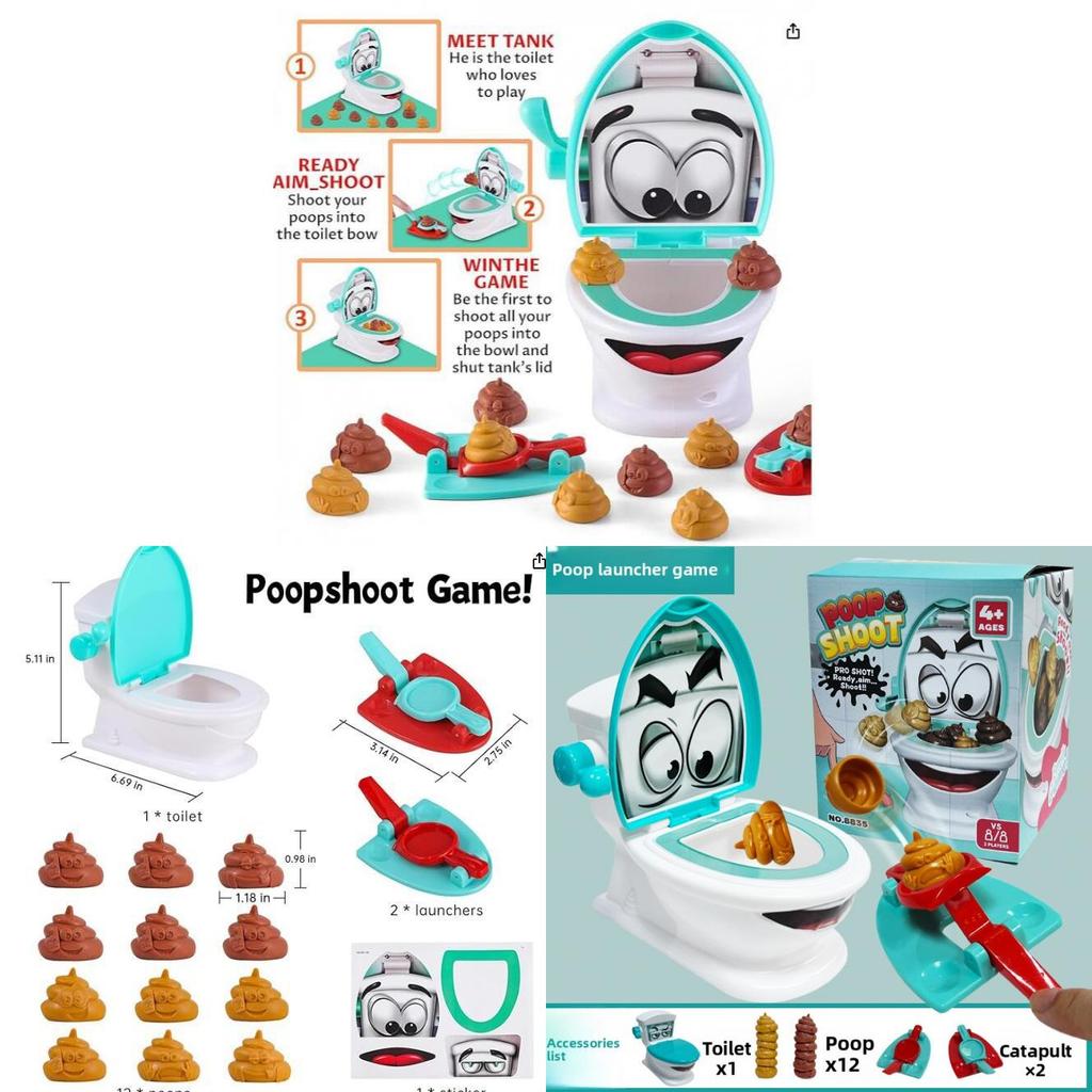 Poop Shoot Toilet Game Toy With Ejecting Feces For Parent Kids Indoor Play Fun