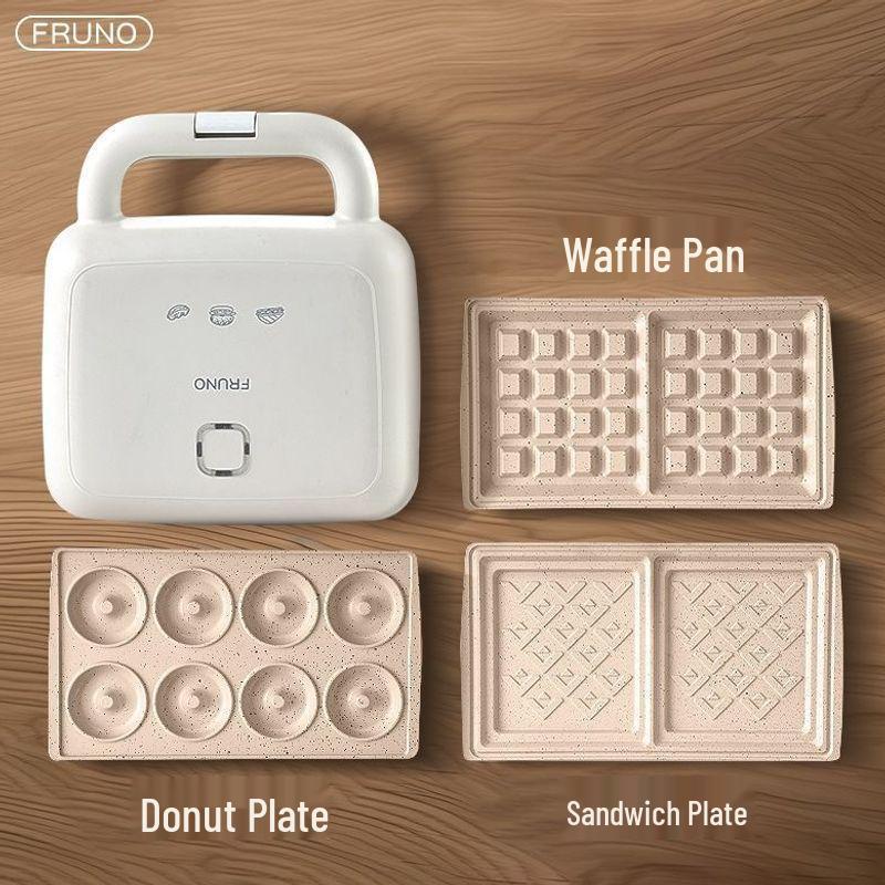 Multi-Functional Double-Disc Breakfast & Waffle Maker with Replaceable Baking Plates