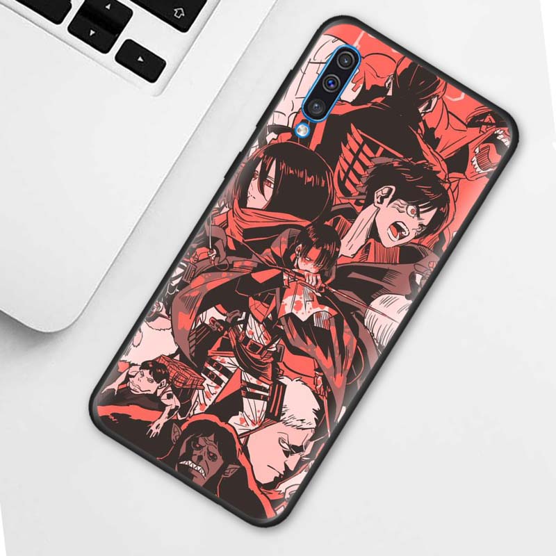 Anime Attack On Titan-deksel til Samsung Galaxy A70 A50 A90 5G A40 A30 A20 A70s A10 s A20e A10e svart silikontelefon Coque