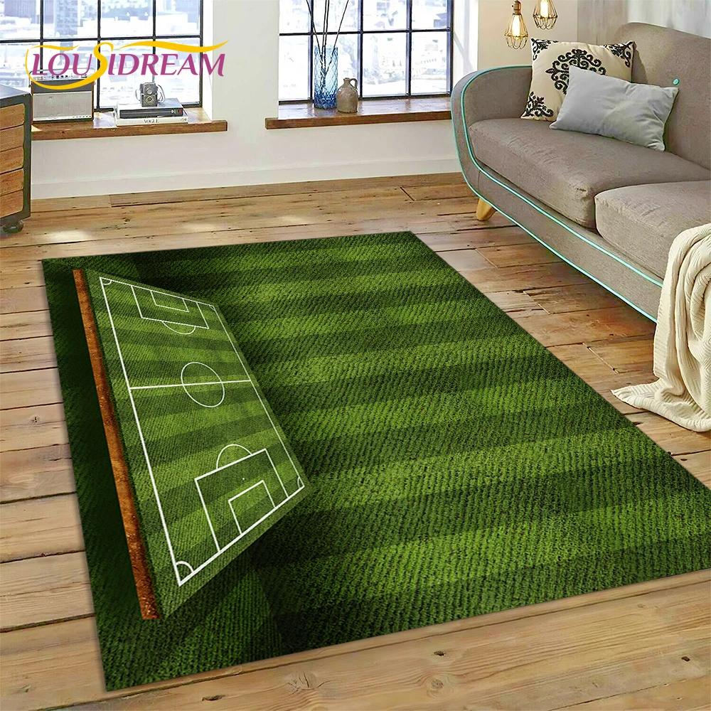 3D-Teppich mit Fußballfeld für Schlafzimmer, Wohnzimmer, Sofa-Dekoration, Kinderspiel, große Dekoration, Bodenmatte, Geschenk