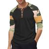 Men's top with three-quarter sleeves and camouflage print