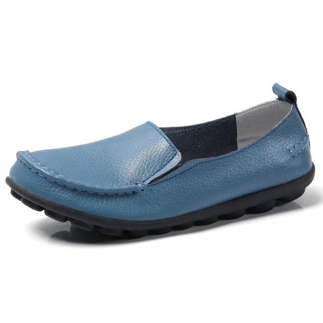Women Flat Shoes Woman Soft Casual Shoes Leather Flats Ladies Shoes Femme Slip On Loafers Plus Size